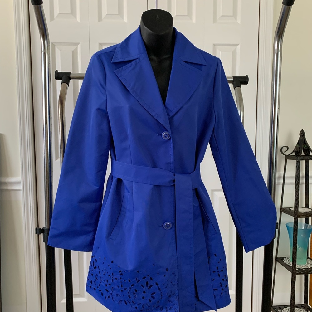 NWOT Dennis Basso Cobalt Blue Fully Lined Jacket. XS (Runs Large)